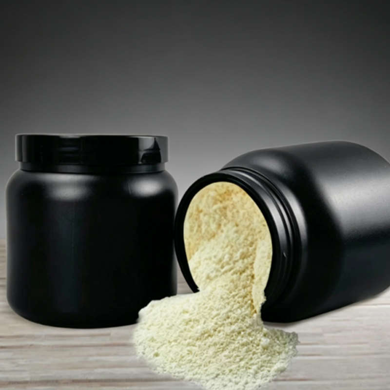 Barattolo in polvere proteica per integratori a bocca larga di colore nero HDPE da 1000 ml